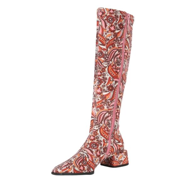 NEW Chelsea & Violet Zayla Groovy Print Tall Boots - Picture 2 of 5
